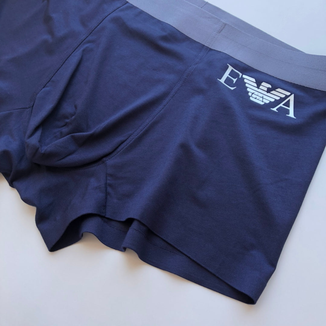 Emporio Armani Navy Long Body Letter Detail Boxer Briefs, image 8
