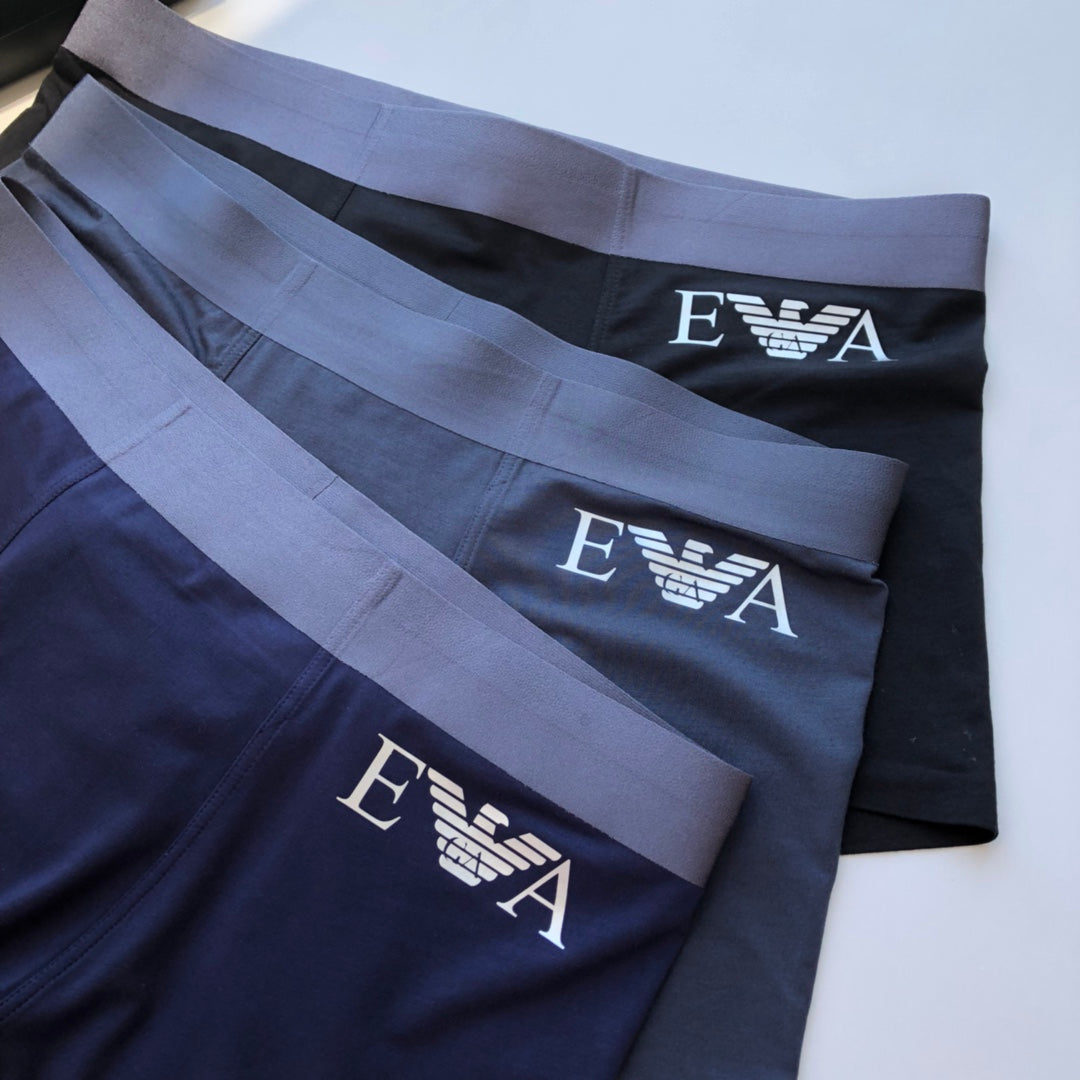Emporio Armani Navy Long Body Letter Detail Boxer Briefs, image 4