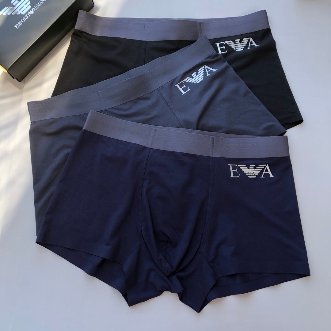 Emporio Armani Navy Long Body Letter Detail Boxer Briefs, image 2