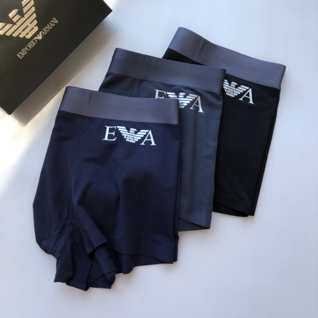 Emporio Armani Navy Long Body Letter Detail Boxer Briefs, image 1