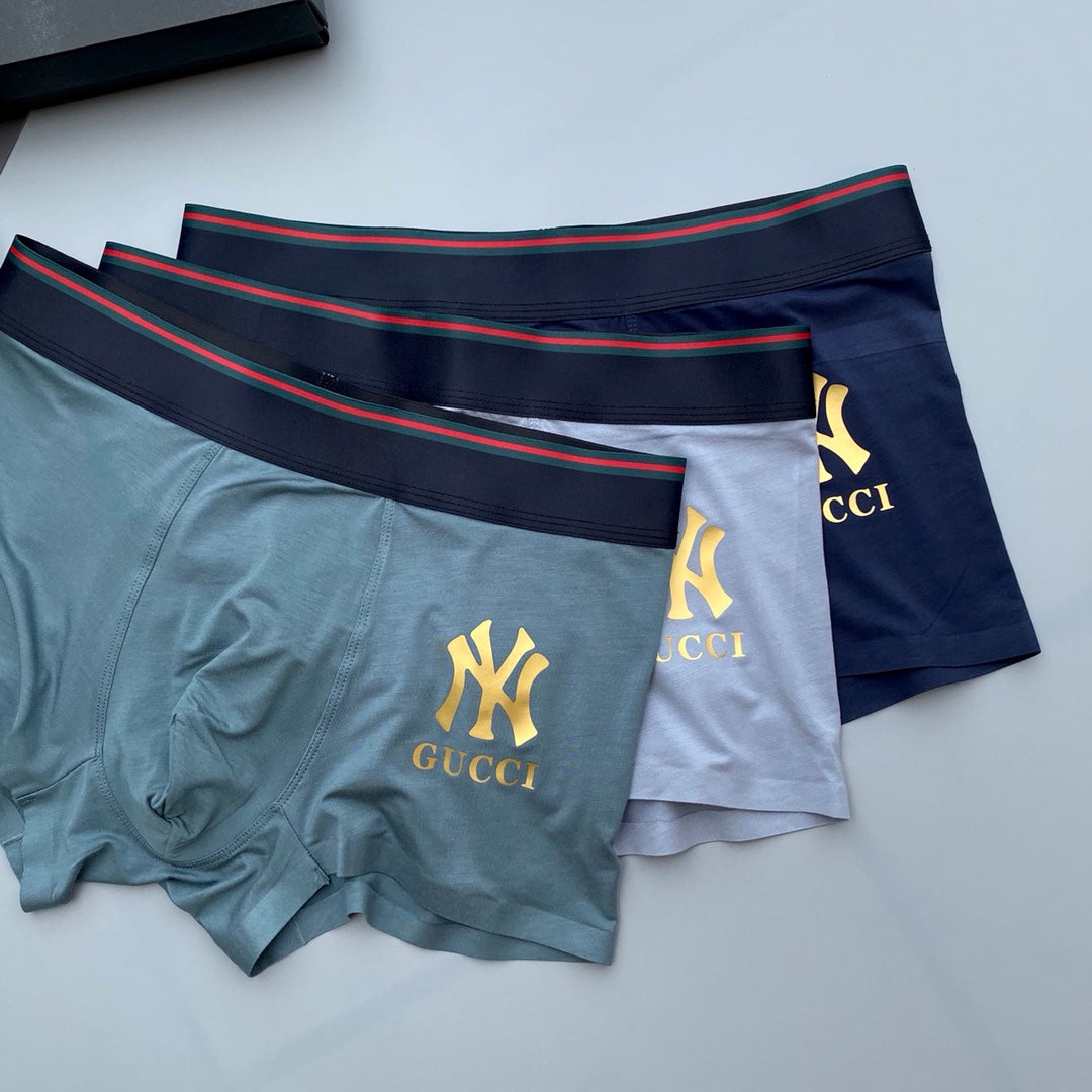 Gucci Grey NY Gold Letter Patch Boxer Briefs, image 3