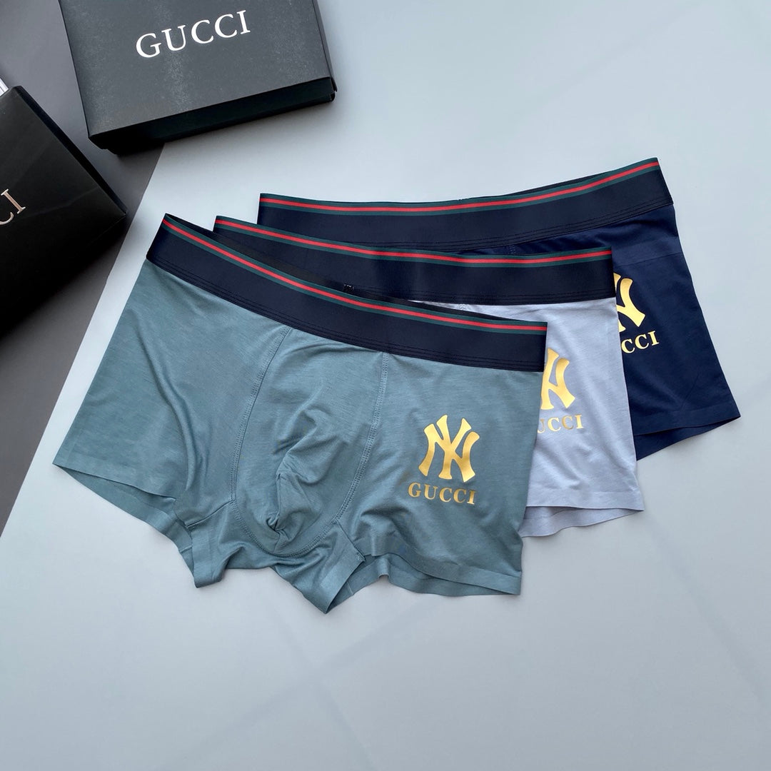 Gucci Grey NY Gold Letter Patch Boxer Briefs, image 2