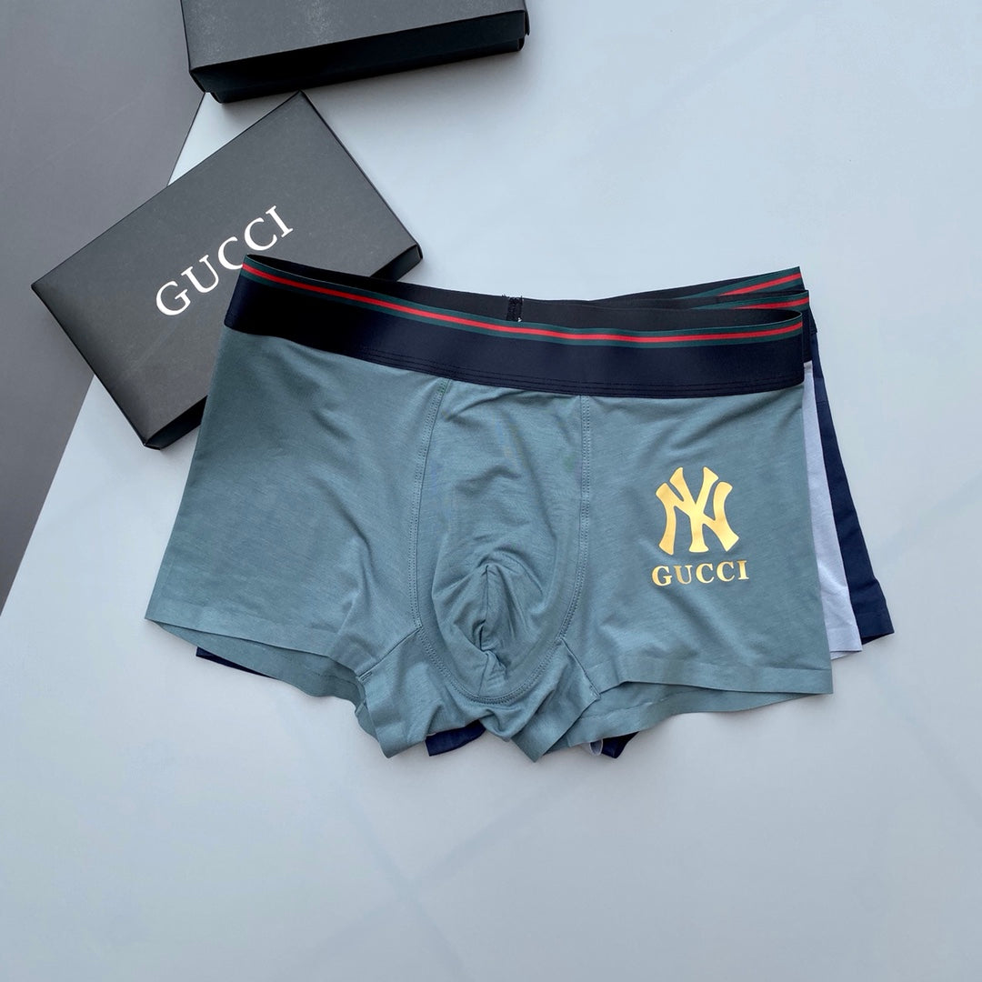 Gucci Grey NY Gold Letter Patch Boxer Briefs, image 1