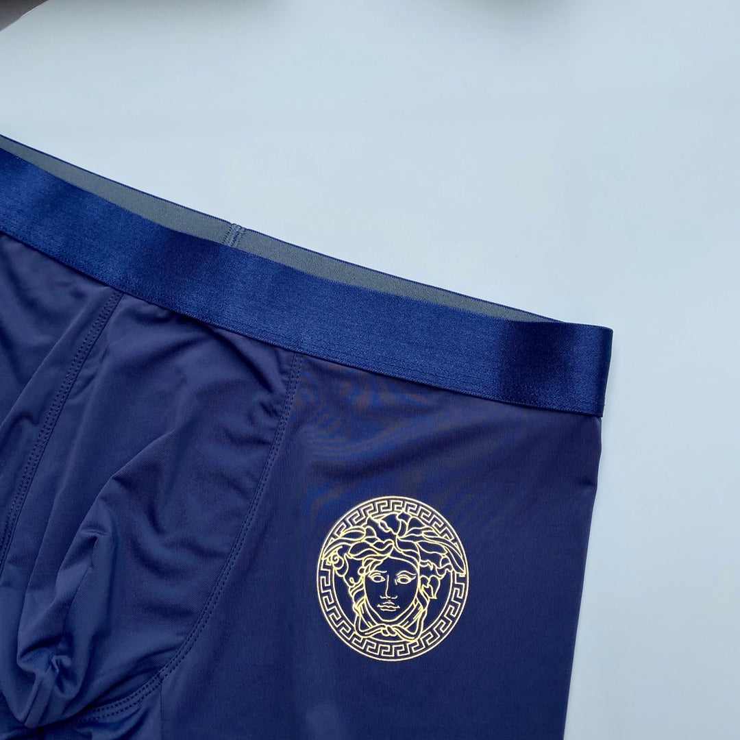 Versace Teal Navy Gold Round Face Boxer Briefs, image 7
