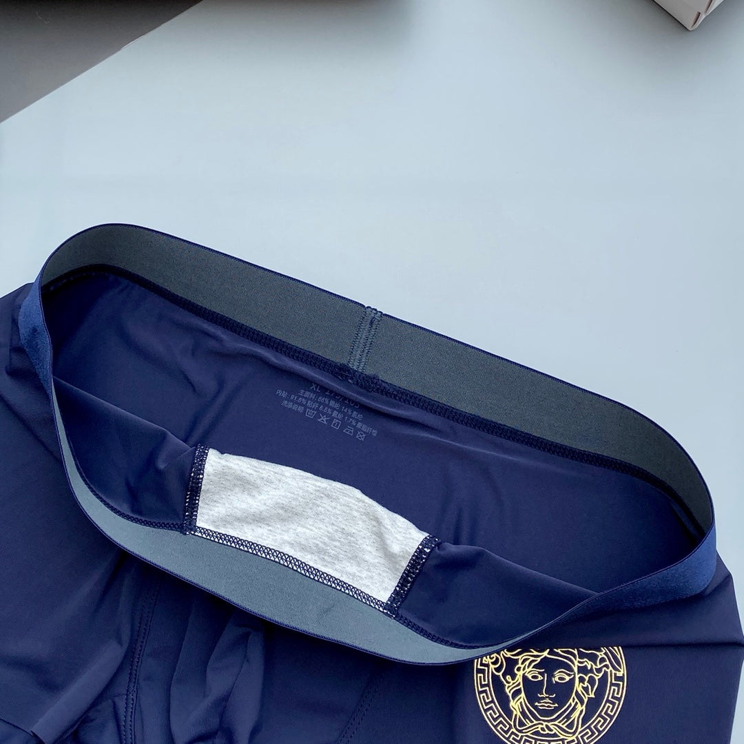 Versace Teal Navy Gold Round Face Boxer Briefs, image 9
