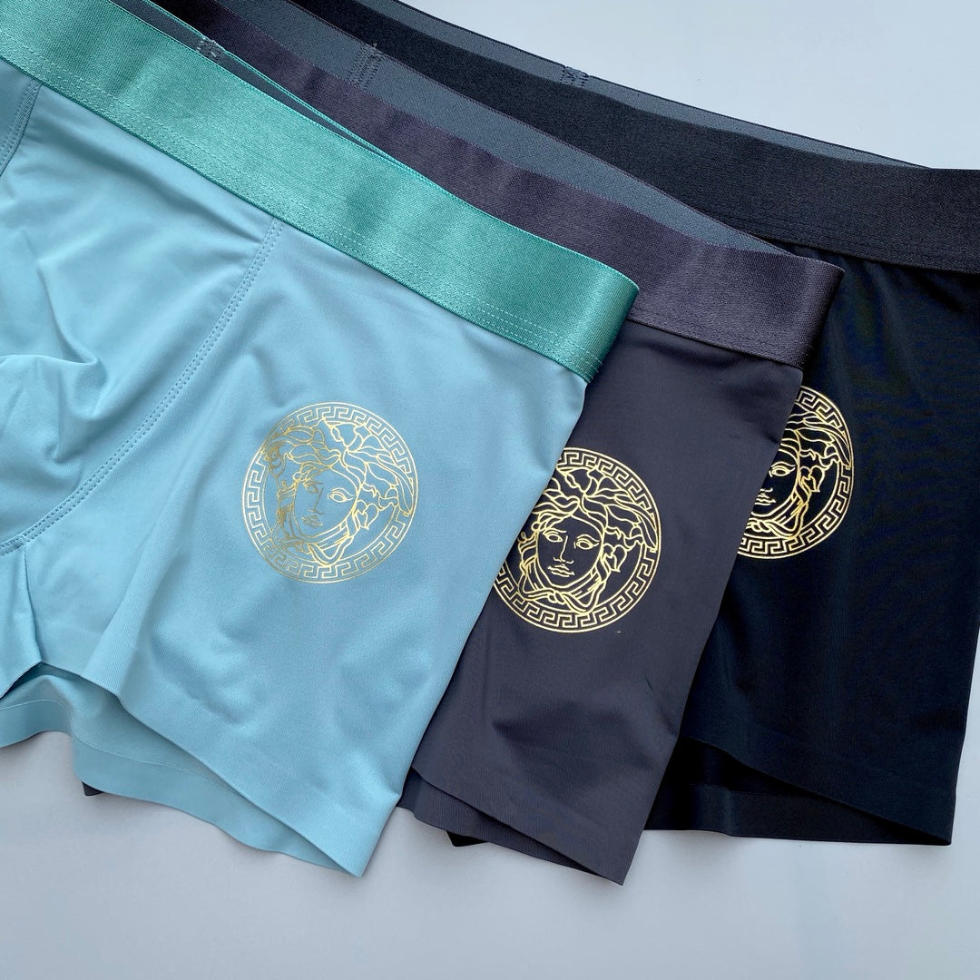 Versace Teal Navy Gold Round Face Boxer Briefs, image 5