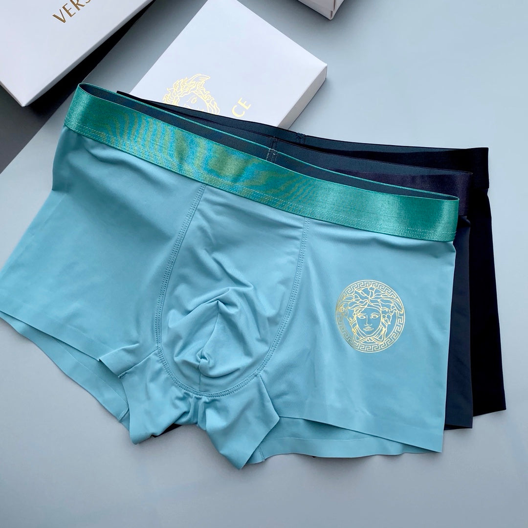 Versace Teal Navy Gold Round Face Boxer Briefs, image 4