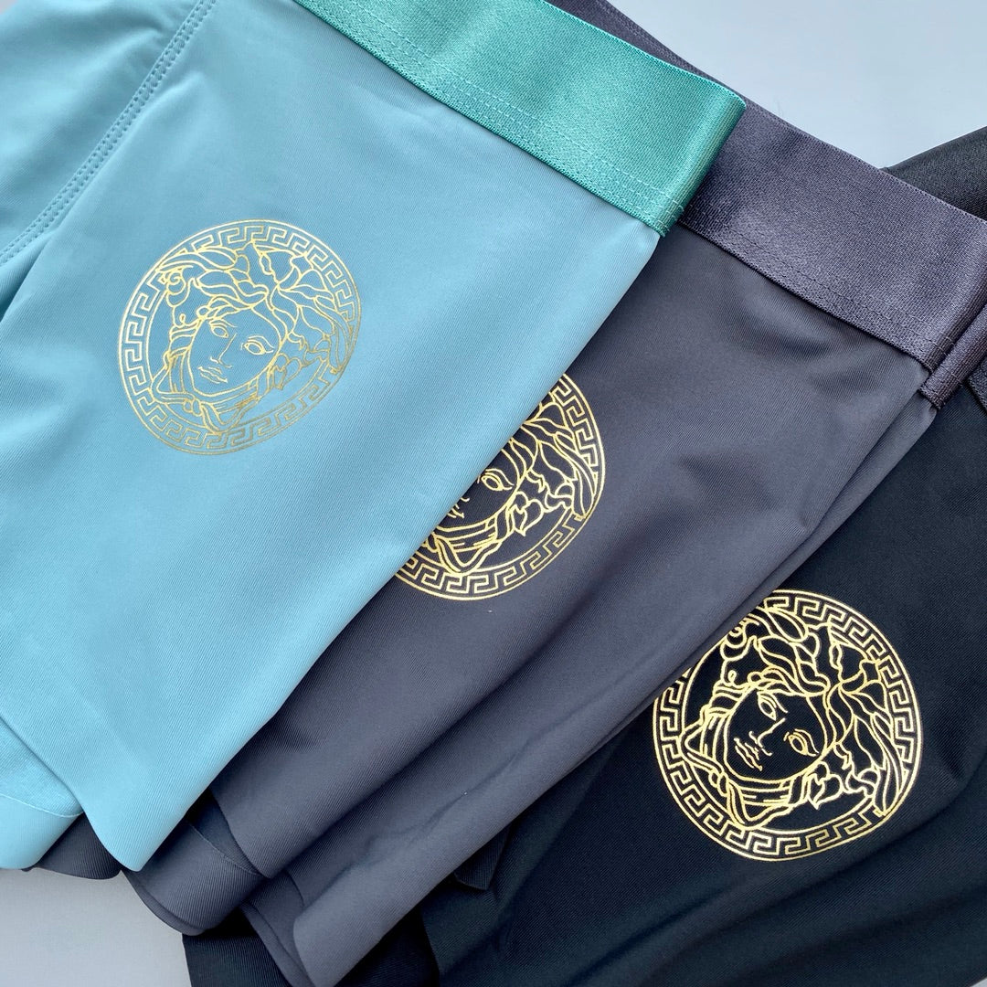 Versace Teal Navy Gold Round Face Boxer Briefs, image 2