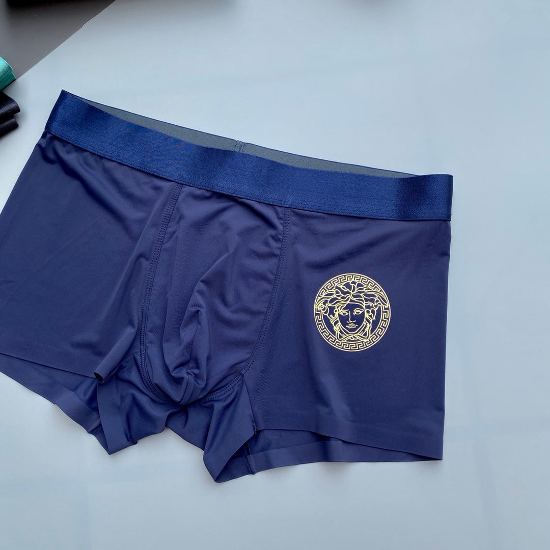 Versace Teal Navy Gold Round Face Boxer Briefs, image 6