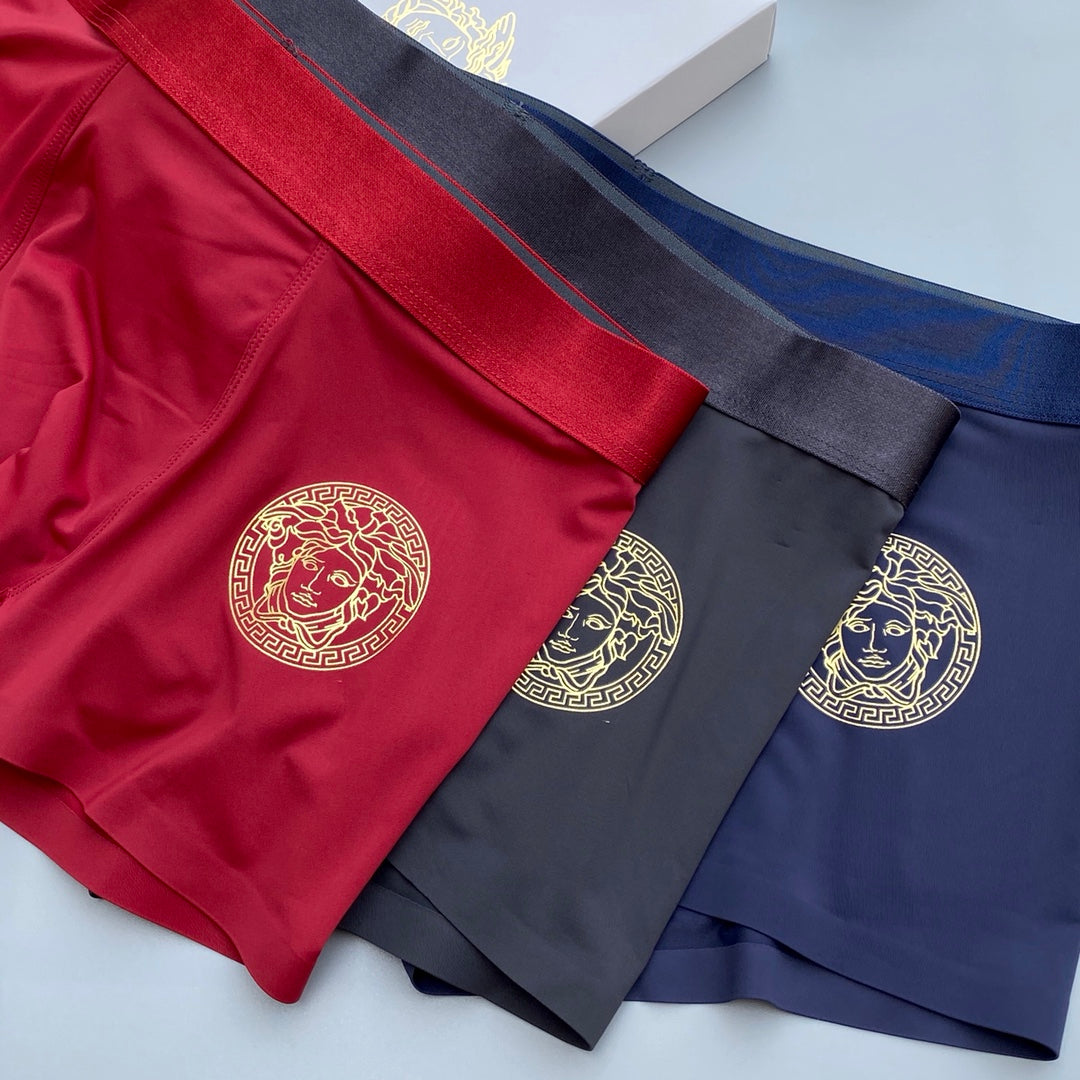 Versace Burgundy Grey Blue Large Round Face Boxer Briefs, image 3