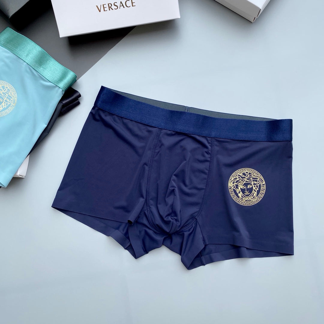 Versace Burgundy Grey Blue Large Round Face Boxer Briefs, image 6