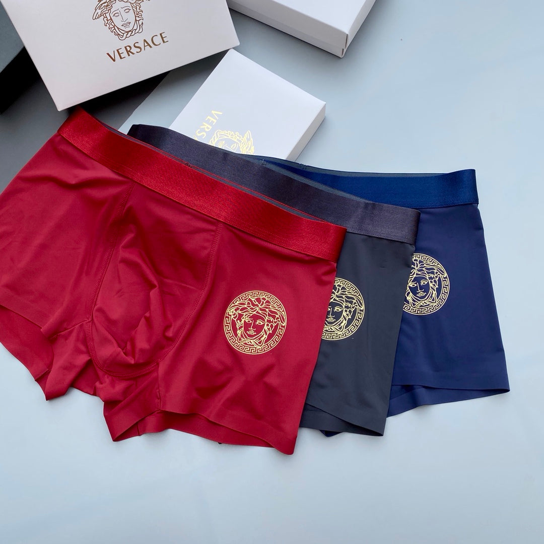 Versace Burgundy Grey Blue Large Round Face Boxer Briefs, image 2