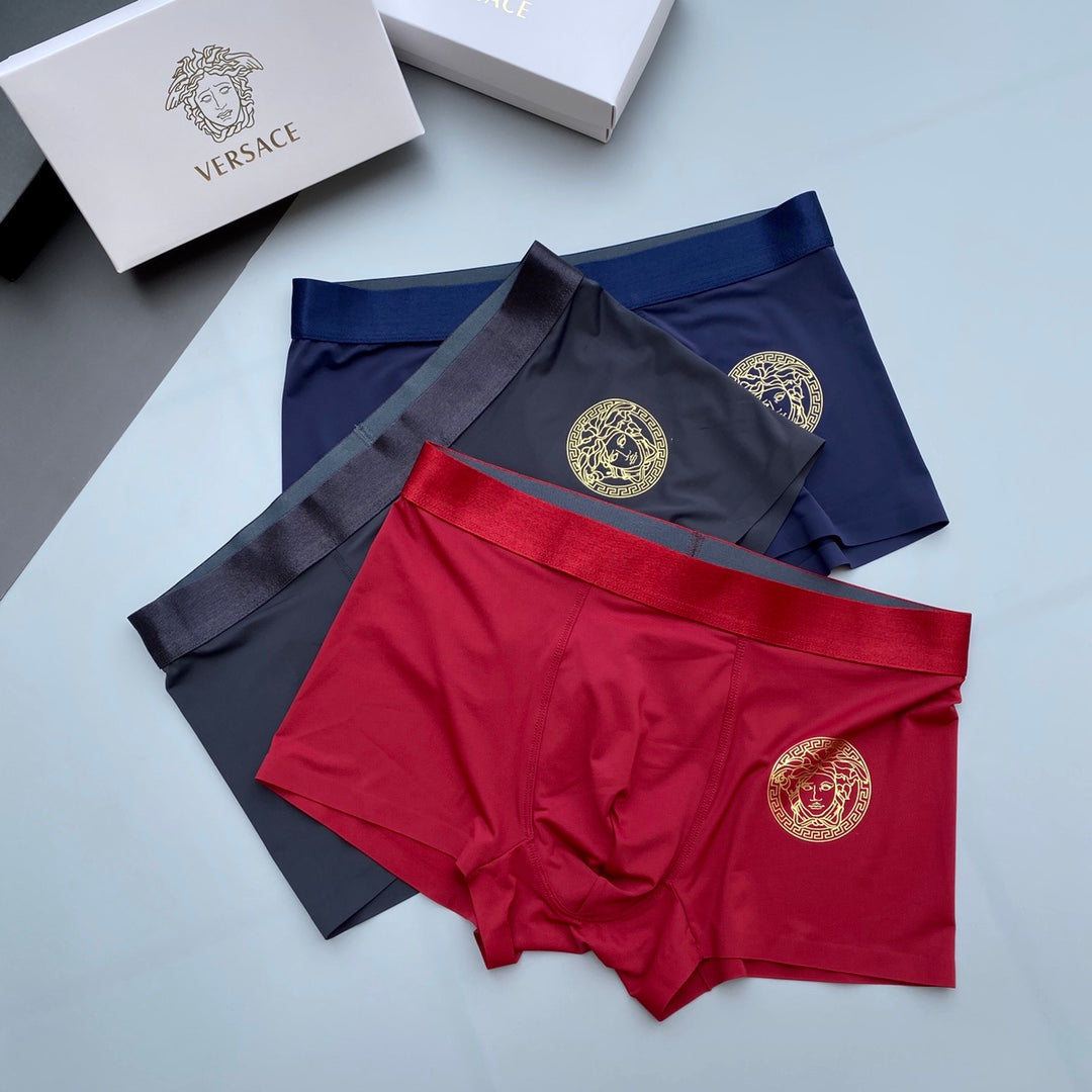 Versace Burgundy Grey Blue Large Round Face Boxer Briefs, image 5