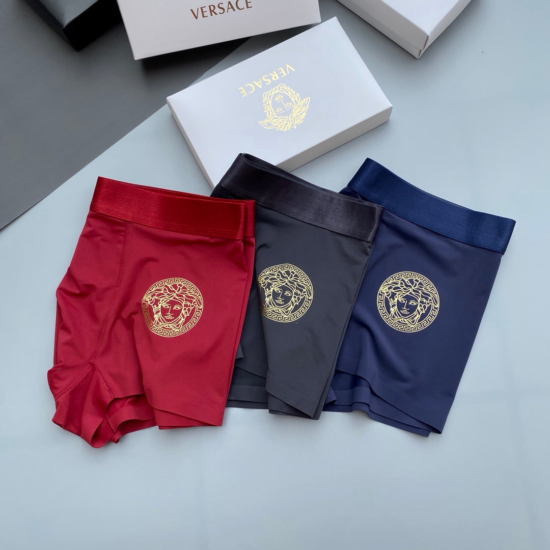 Versace Burgundy Grey Blue Large Round Face Boxer Briefs, image 4