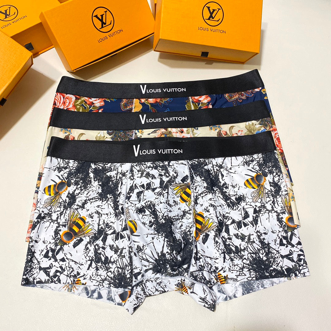 Louis Vuitton Black White Abstract Floral Print Boxer Briefs, image 1