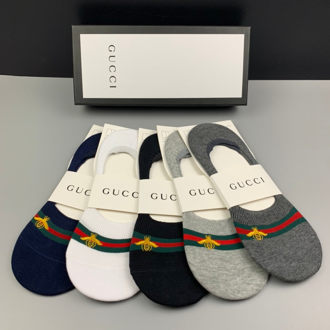 Gucci White Grey Packaged Collage No-Show Socks, image 4