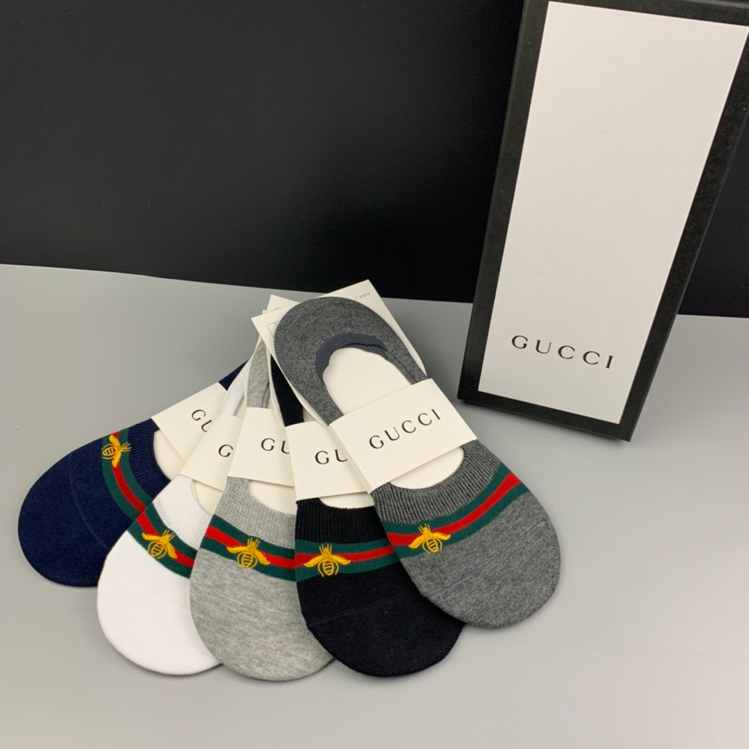 Gucci White Grey Packaged Collage No-Show Socks, image 2
