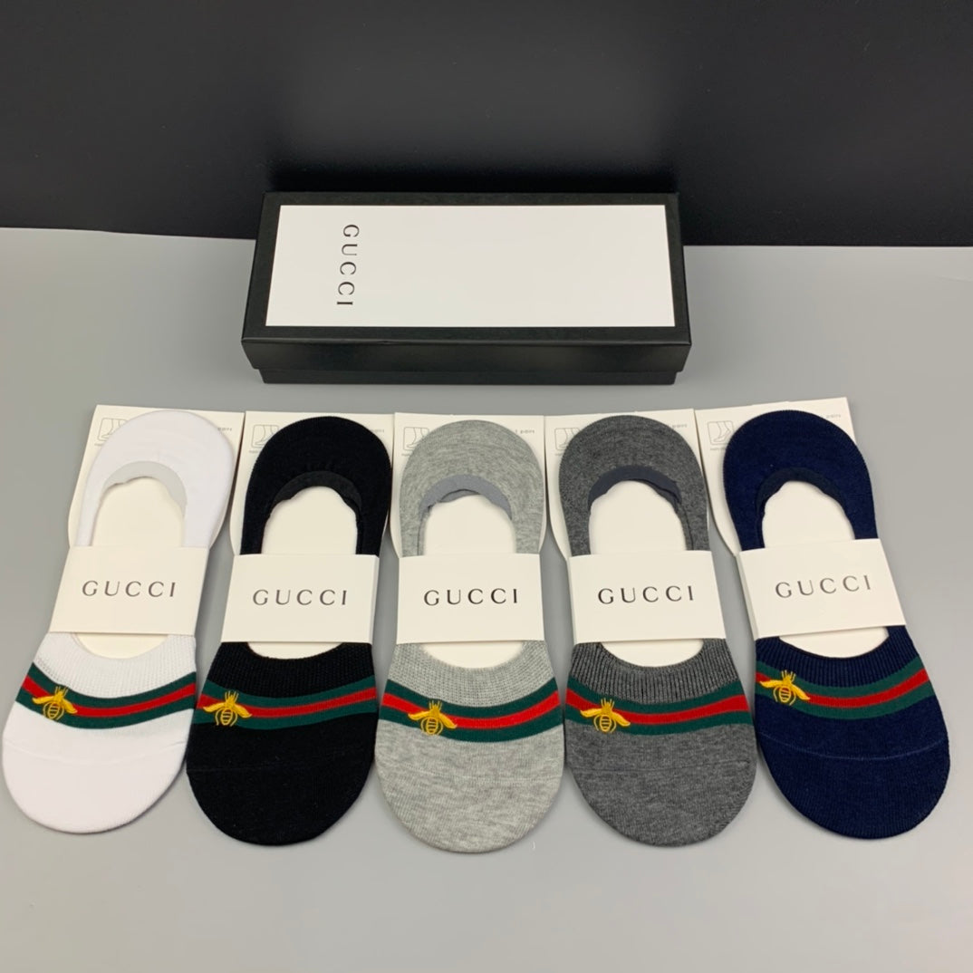 Gucci White Grey Packaged Collage No-Show Socks, image 5