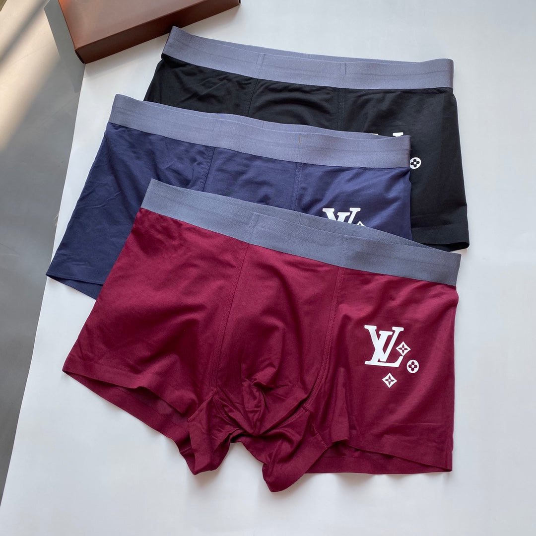Louis Vuitton Burgundy Navy Grey White Motif Boxer Briefs, image 3