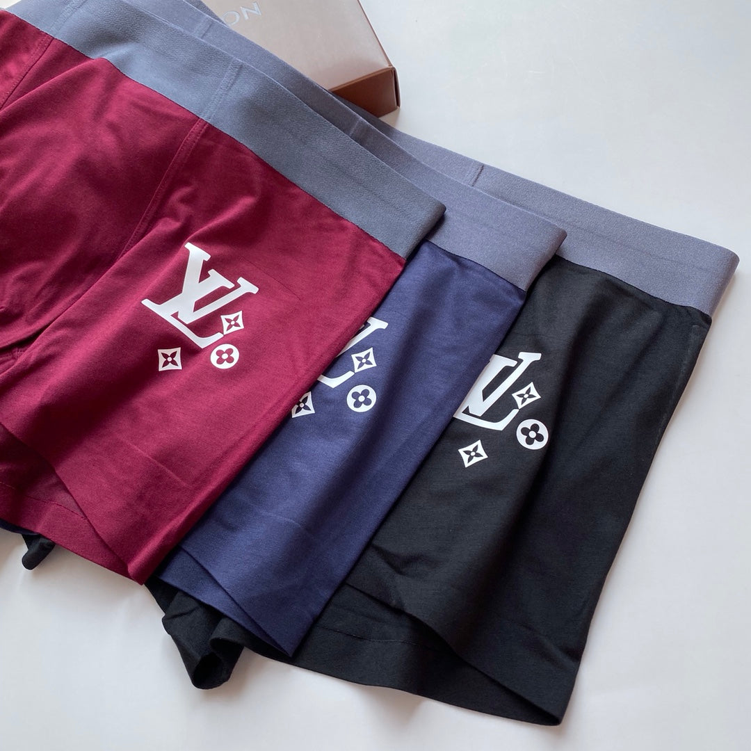 Louis Vuitton Burgundy Navy Grey White Motif Boxer Briefs, image 2