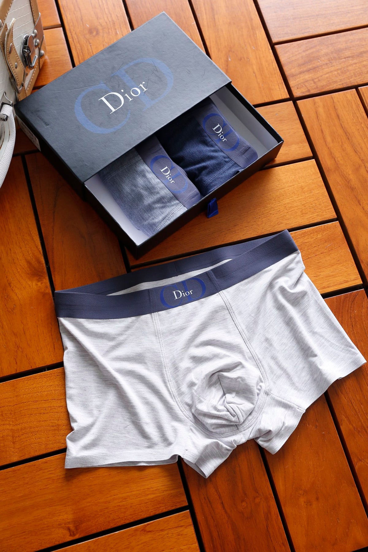 Dior White Narrow Dark Waist Boxer Briefs, image 1