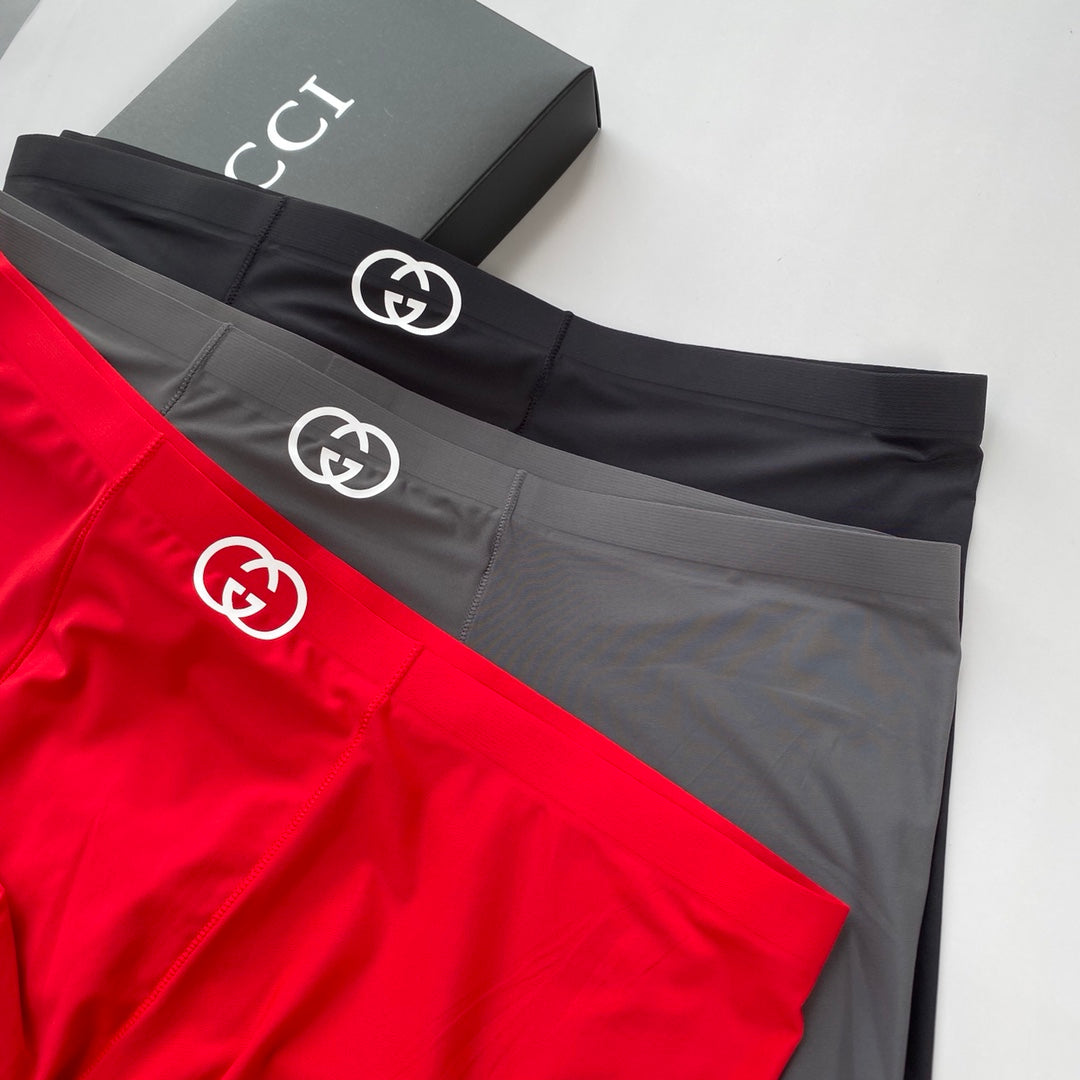 Gucci Red Grey Black Waist Monogram Boxer Briefs, image 5