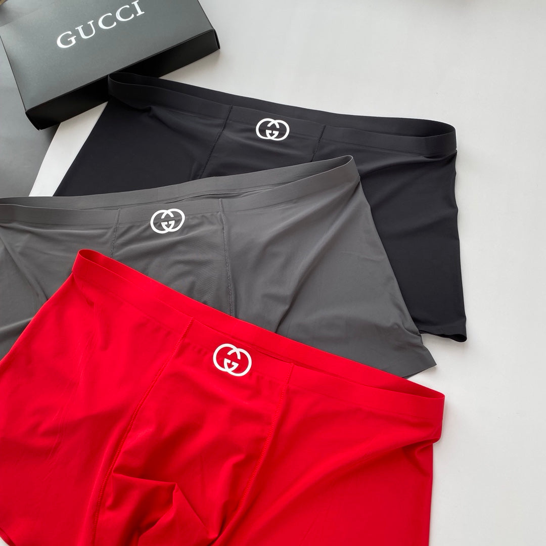 Gucci Red Grey Black Waist Monogram Boxer Briefs, image 2