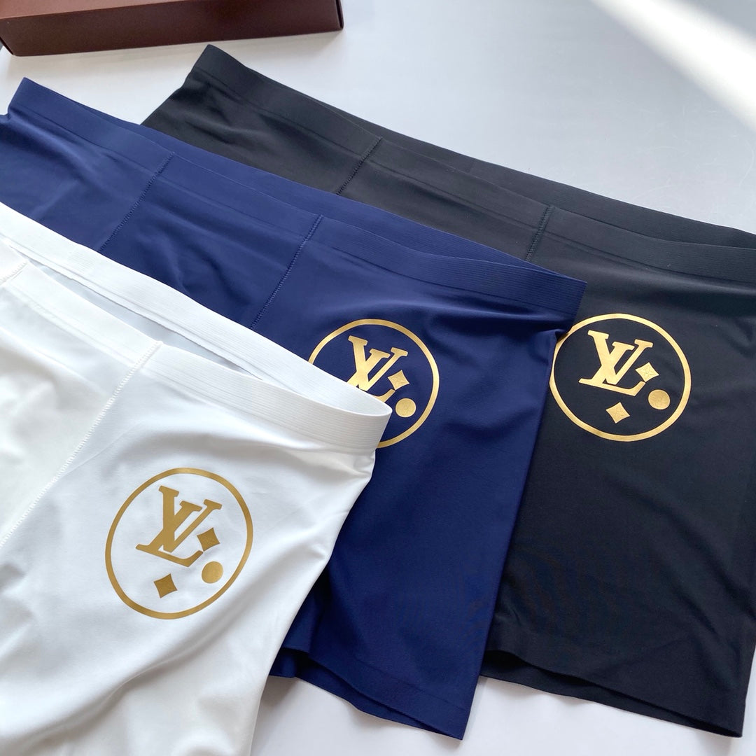 Louis Vuitton White Navy Gold Round Monogram Boxer Briefs, image 2