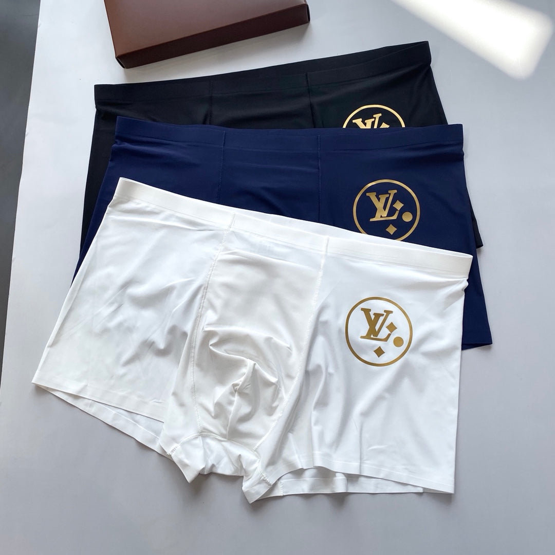 Louis Vuitton White Navy Gold Round Monogram Boxer Briefs, image 4