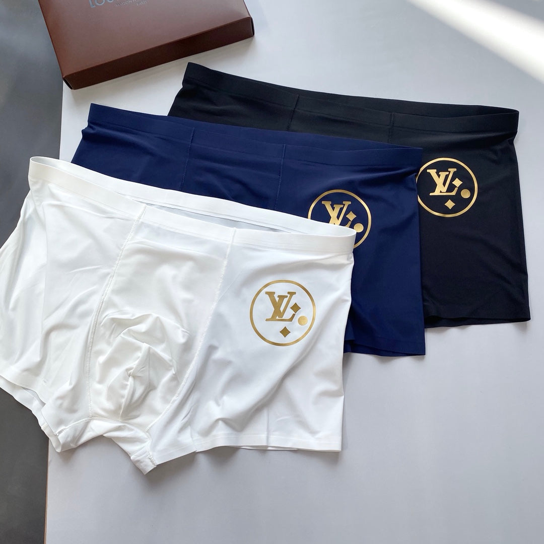 Louis Vuitton White Navy Gold Round Monogram Boxer Briefs, image 1