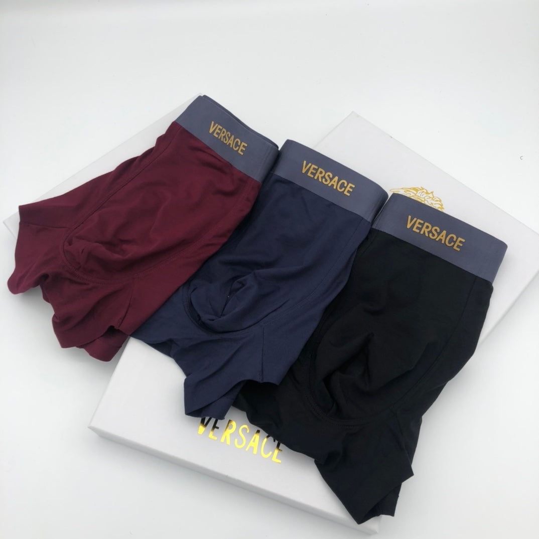 Versace Black Burgundy Navy Small Gold Ring Boxer Briefs, image 5