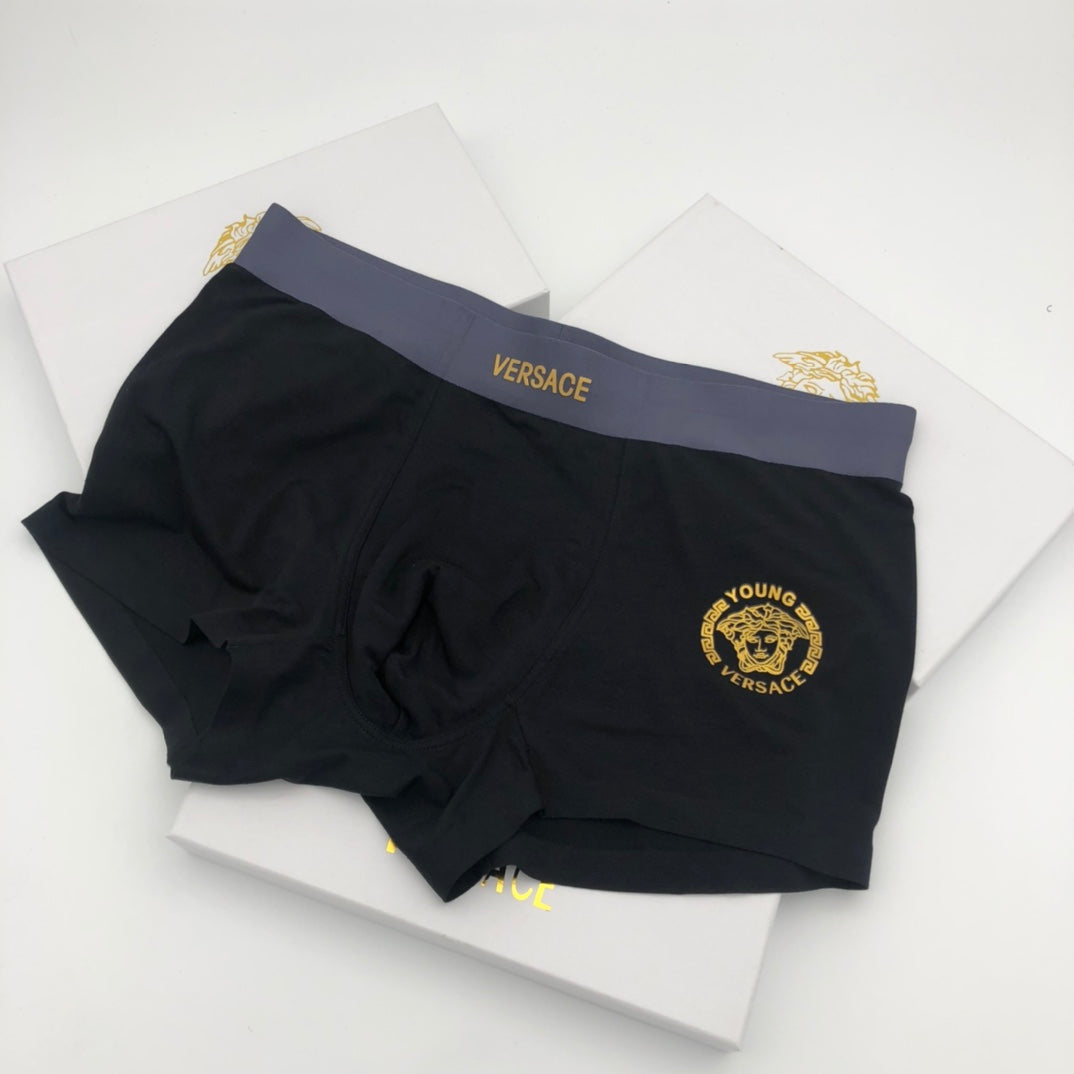 Versace Black Burgundy Navy Small Gold Ring Boxer Briefs, image 7