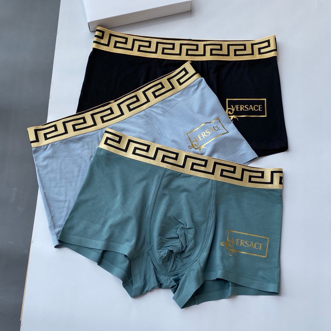 Versace Blue Black Gold Key Fronts Boxer Briefs, image 1