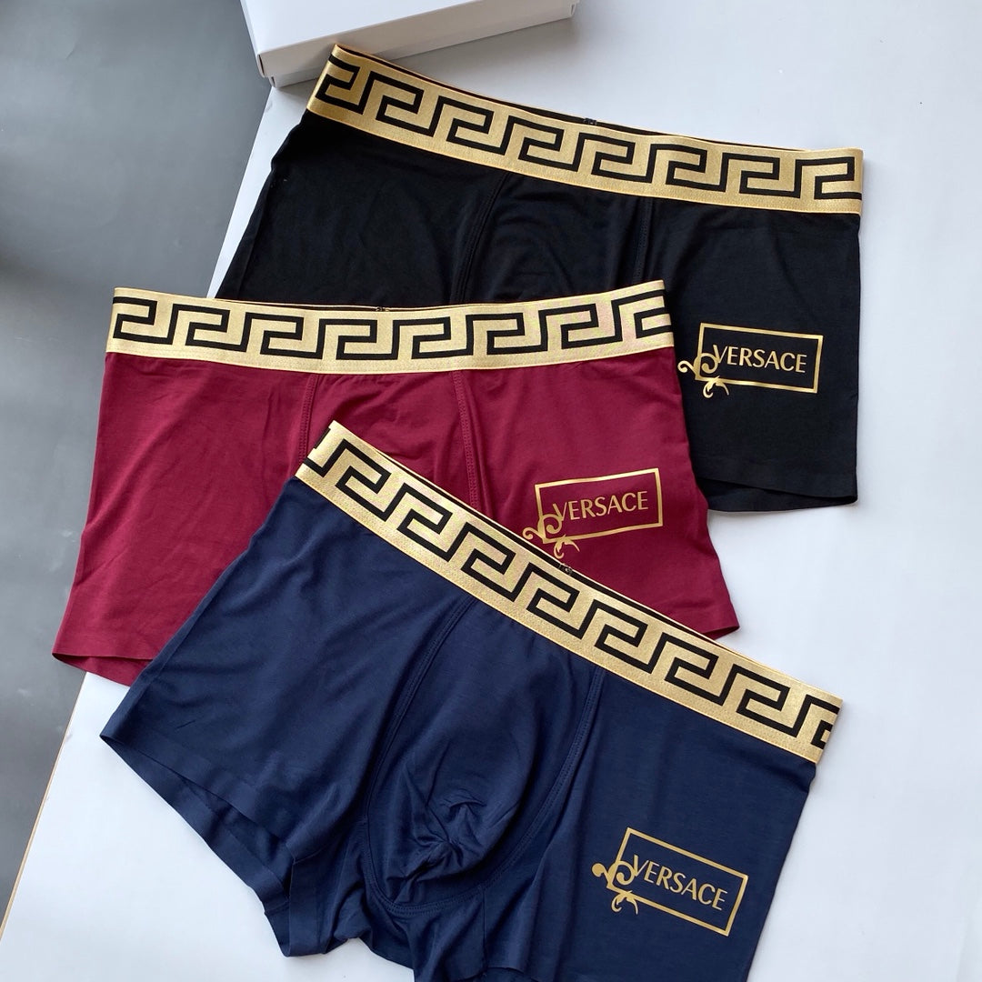 Versace Navy Burgundy Gold Key Side Mark Boxer Briefs, image 5