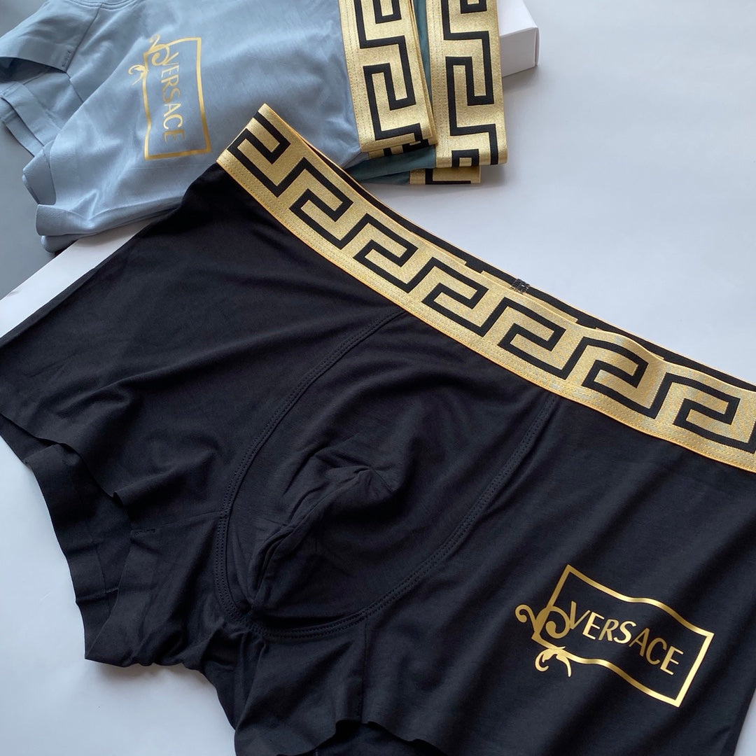 Versace Navy Burgundy Gold Key Side Mark Boxer Briefs, image 9