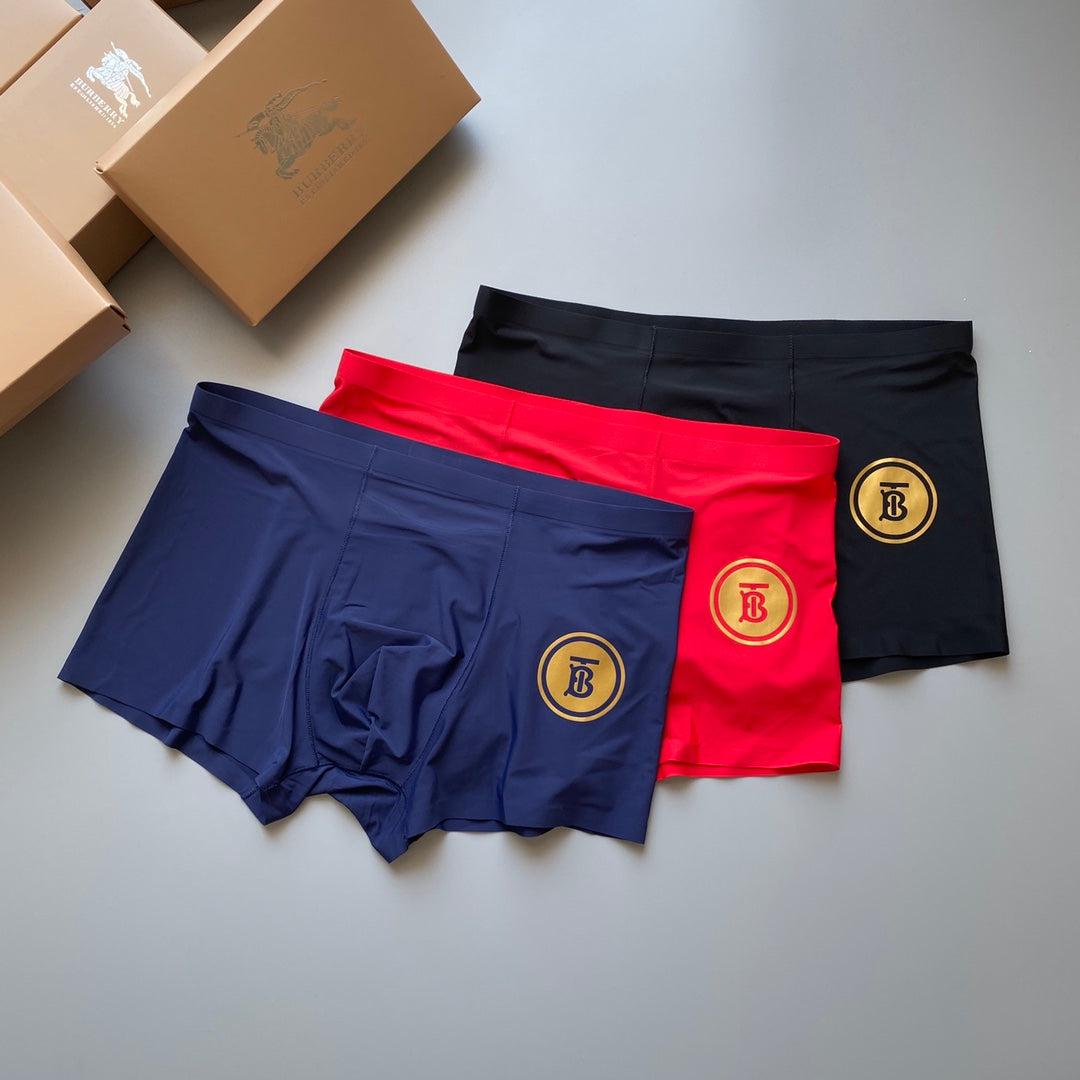 Burberry Red Navy Black Gold Round Leg Boxer Briefs, image 3