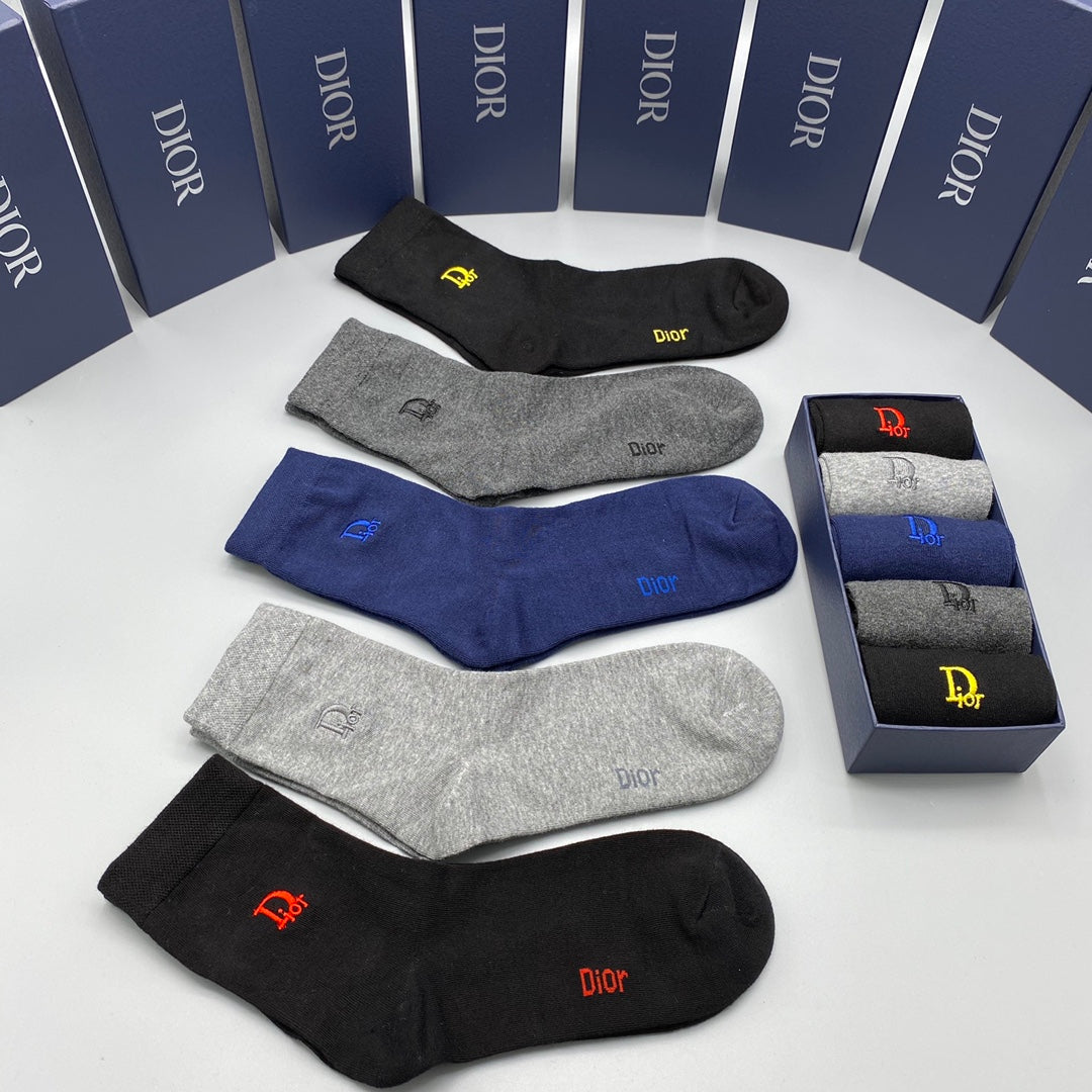 Dior Blue Grey Black Small Colour Letters No-Show Socks, image 2