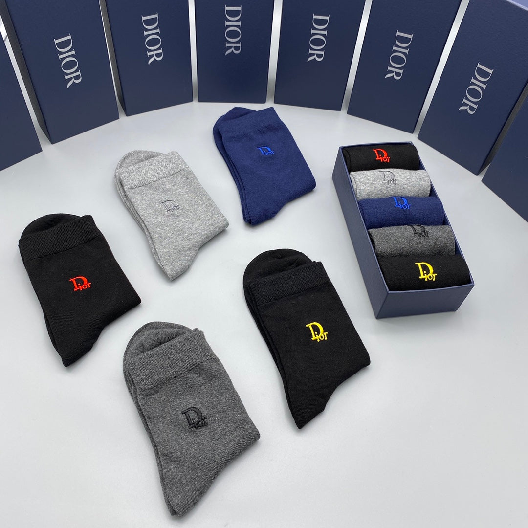 Dior Blue Grey Black Small Colour Letters No-Show Socks, image 3