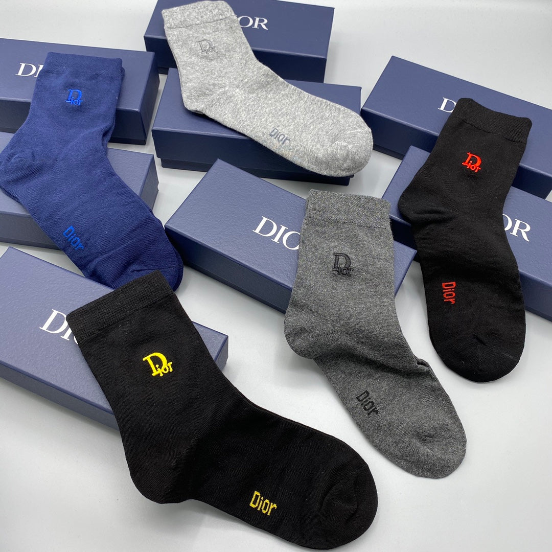 Dior Blue Grey Black Small Colour Letters No-Show Socks, image 5