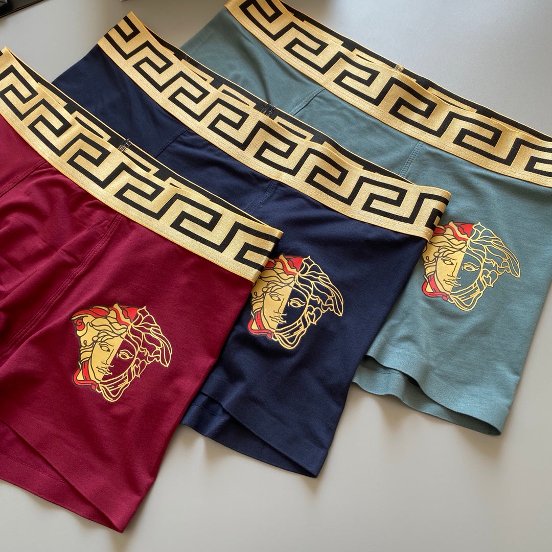 Versace Burgundy Grey Blue Gold Medallion Boxer Briefs, image 4