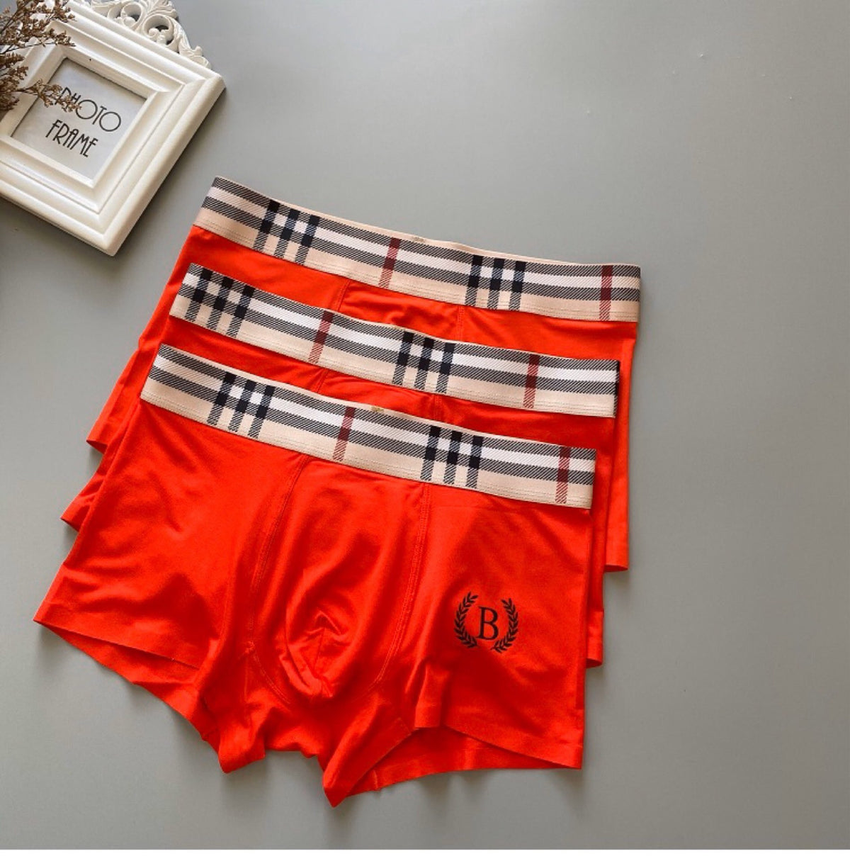 Burberry Red Broad Check Waist Small Logo Boxer Briefs, image 1