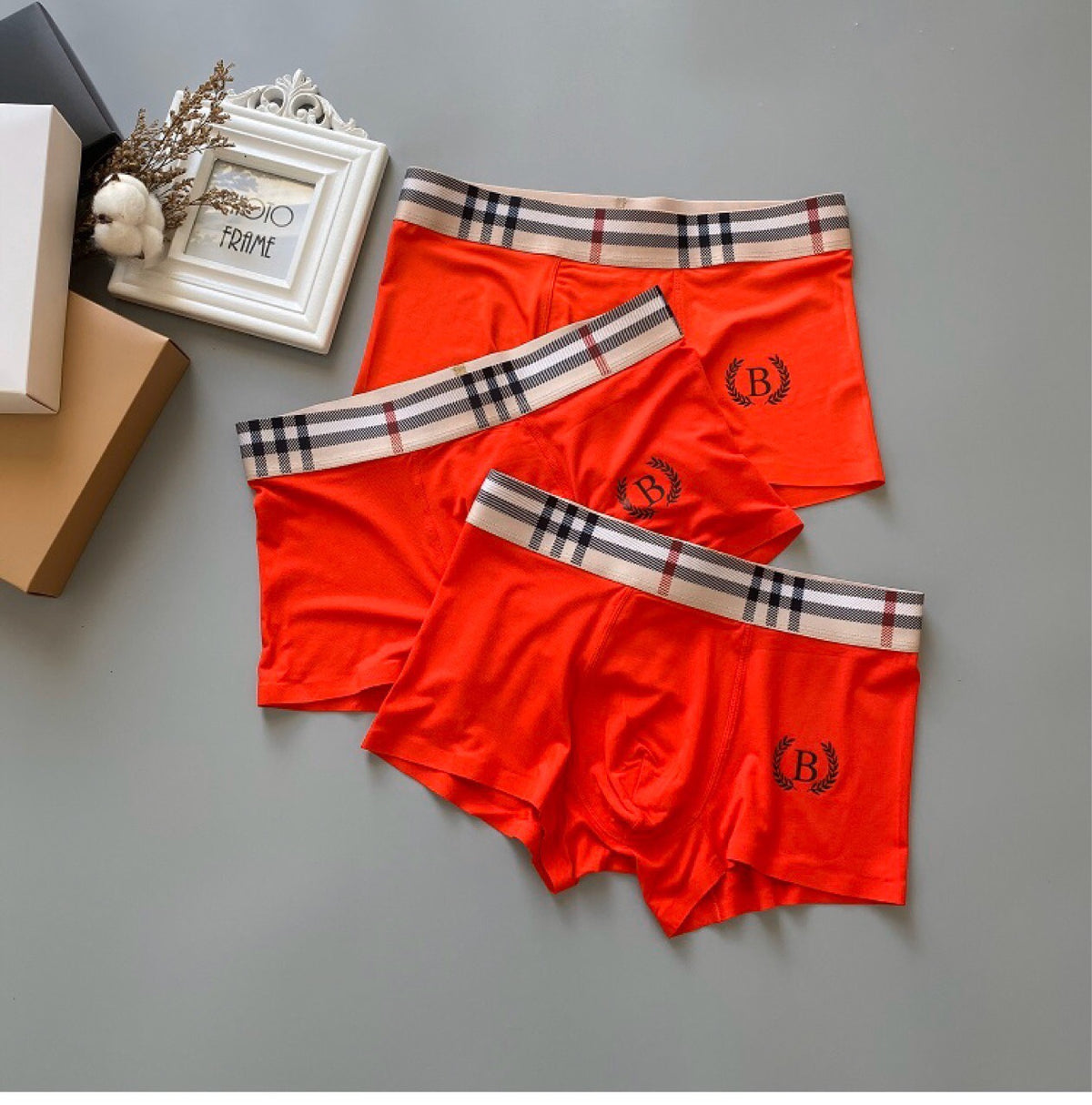 Burberry Red Broad Check Waist Small Logo Boxer Briefs, image 3
