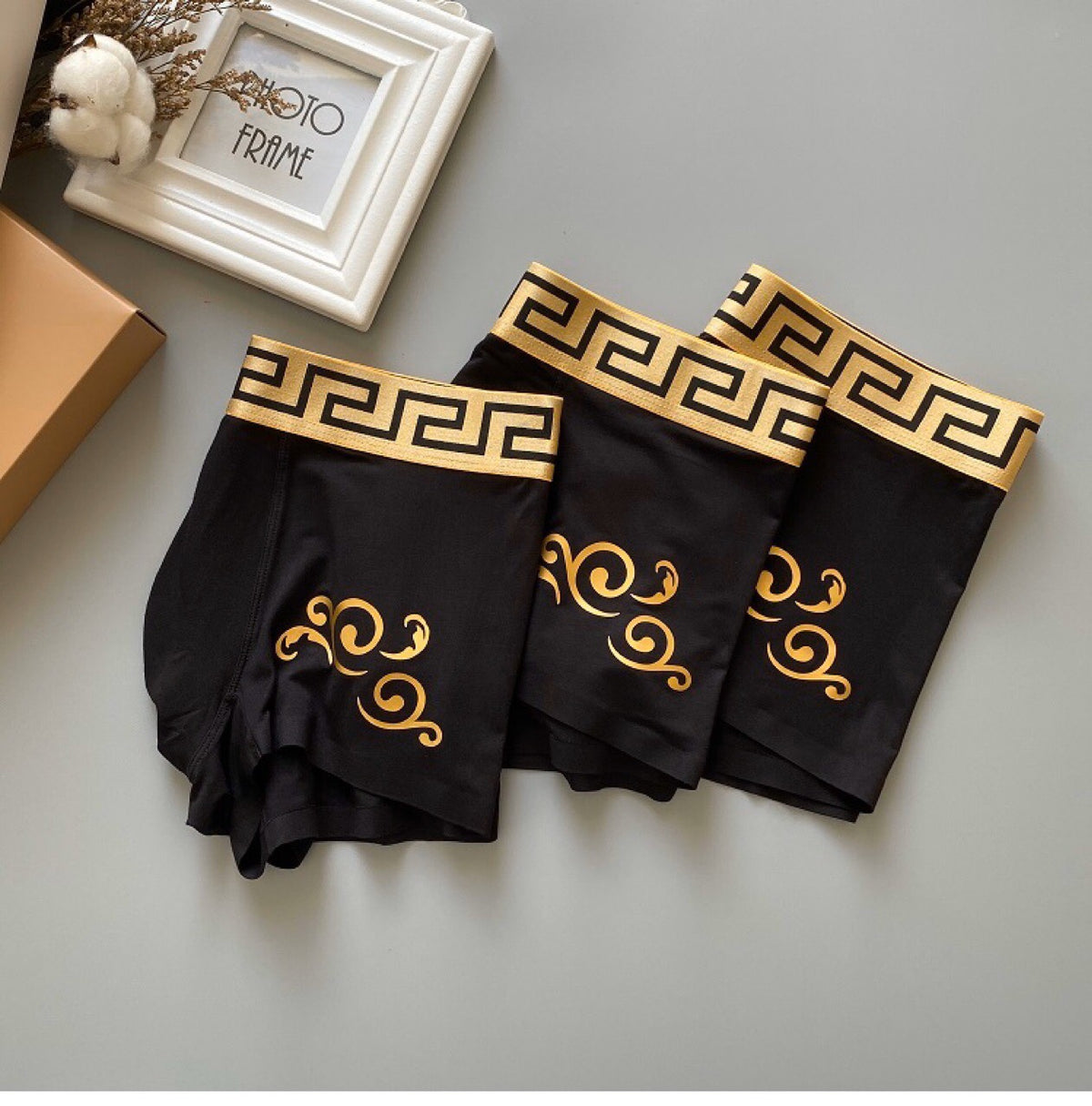 Versace Black Gold Key Decorative Curl Boxer Briefs, image 4