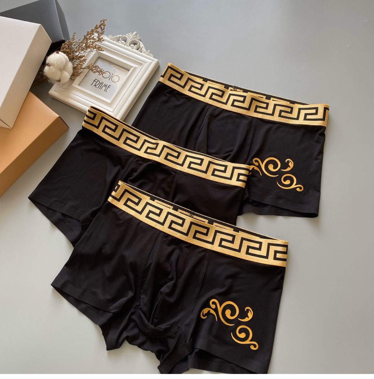 Versace Black Gold Key Decorative Curl Boxer Briefs, image 5