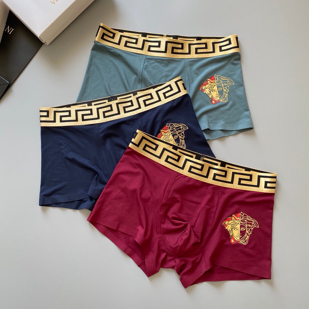Versace Burgundy Grey Blue Gold Medallion Boxer Briefs, image 11