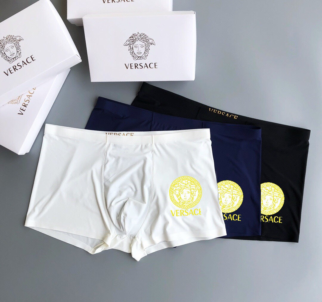 Versace White Navy Yellow Round Face Boxer Briefs, image 1
