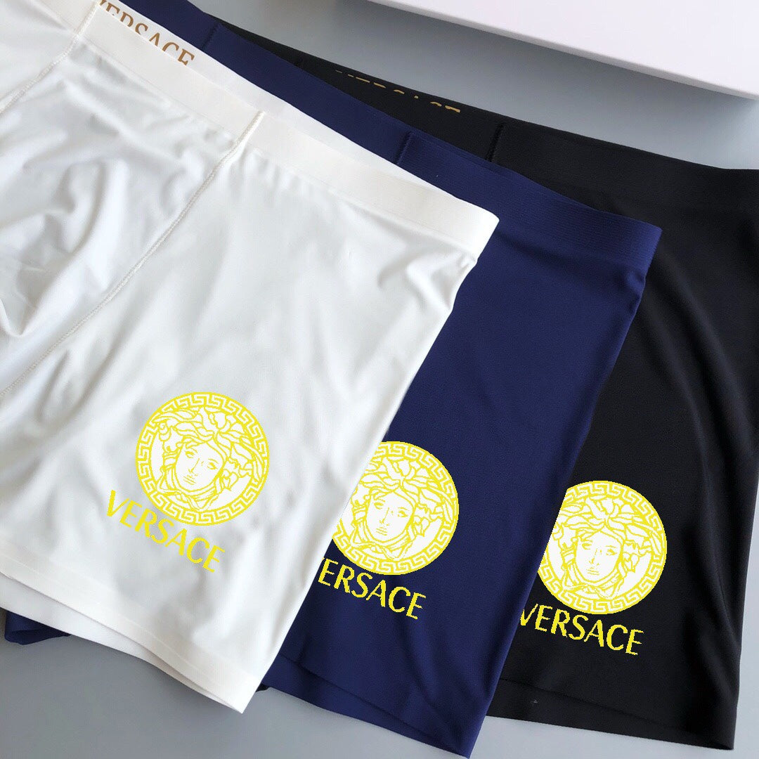 Versace White Navy Yellow Round Face Boxer Briefs, image 2