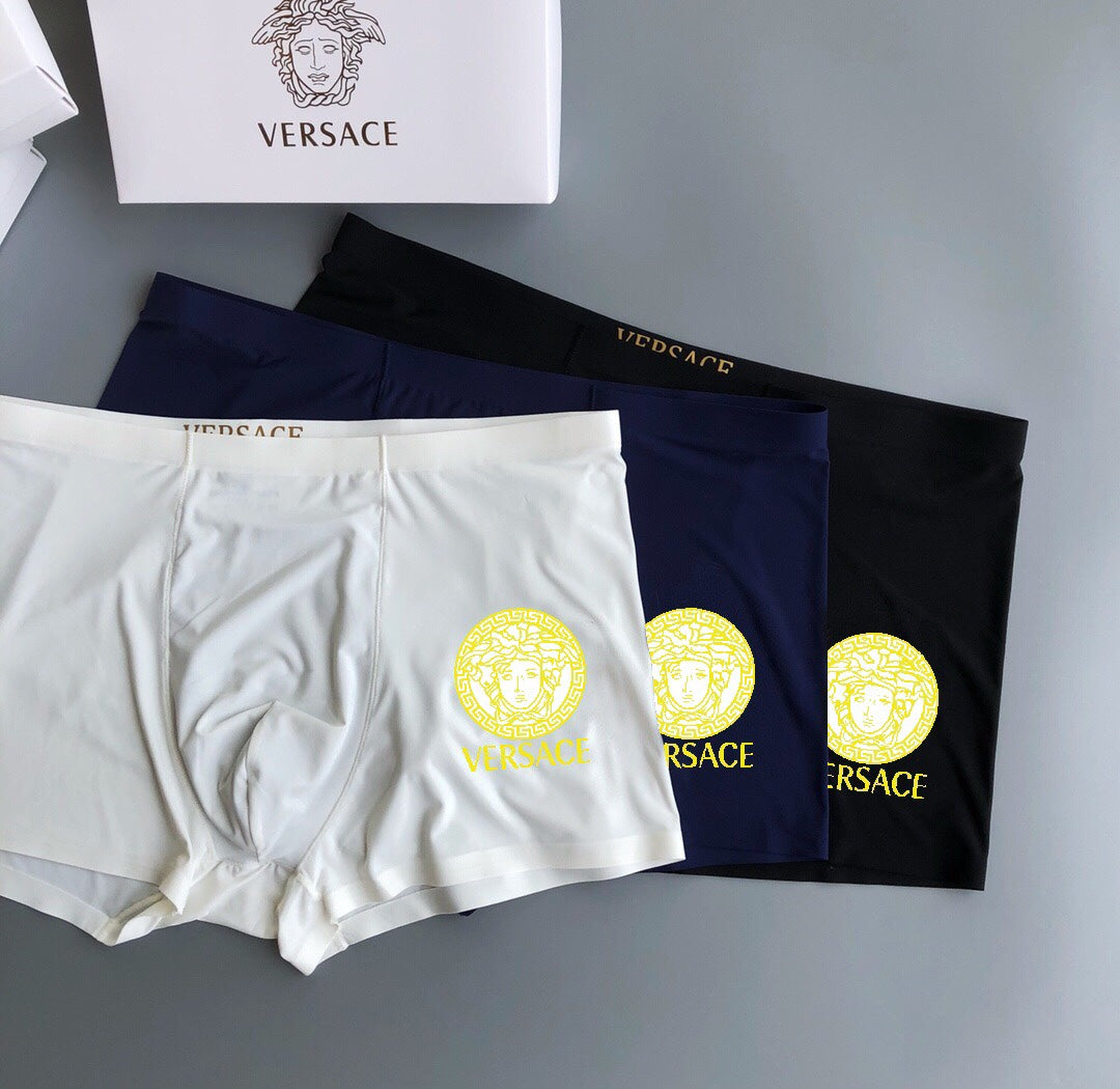 Versace White Navy Yellow Round Face Boxer Briefs, image 6