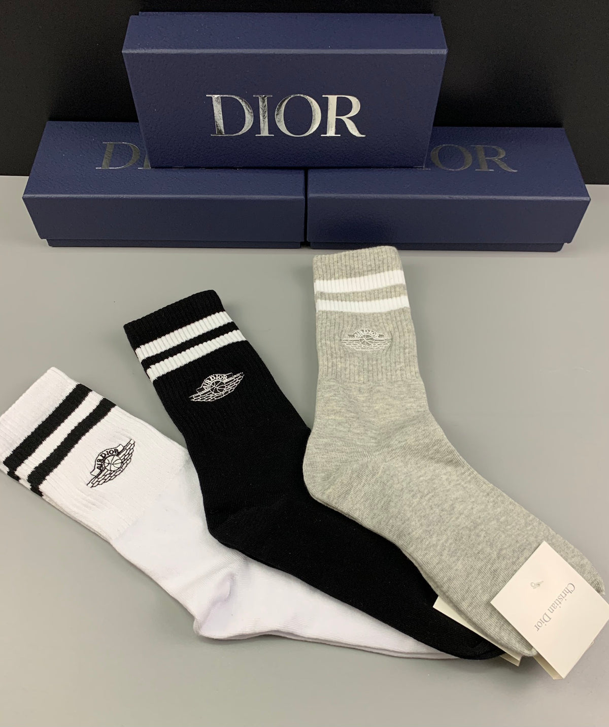 Dior Black White Cream Side Stripe Men's Briefs, image 2