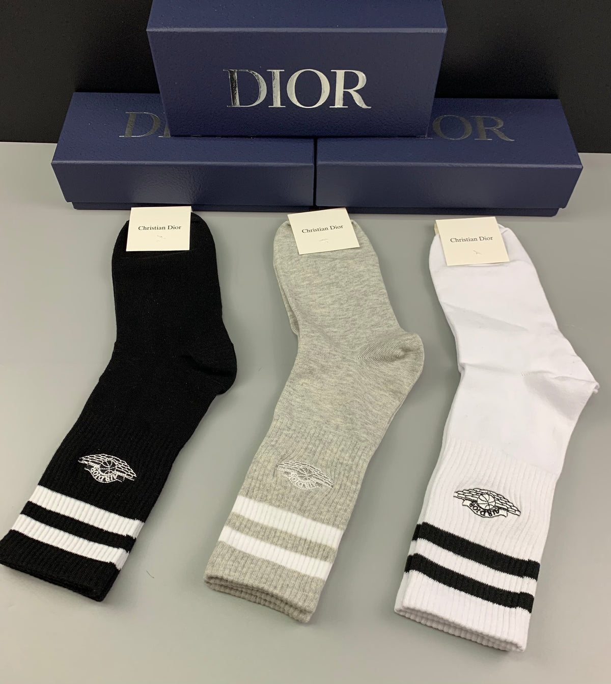 Dior Black White Cream Side Stripe Men's Briefs, image 3